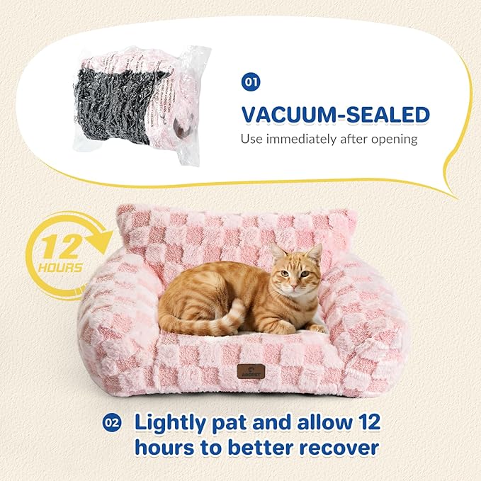 ABCPET Large Dog Bed Sofa, Fluffy Pet Bed for Medium and Large Dogs, Supportive Dog Couch Sofa for Dogs, Pet Sofas with Washable Cover & Non-Slip, 38 inch, Pink