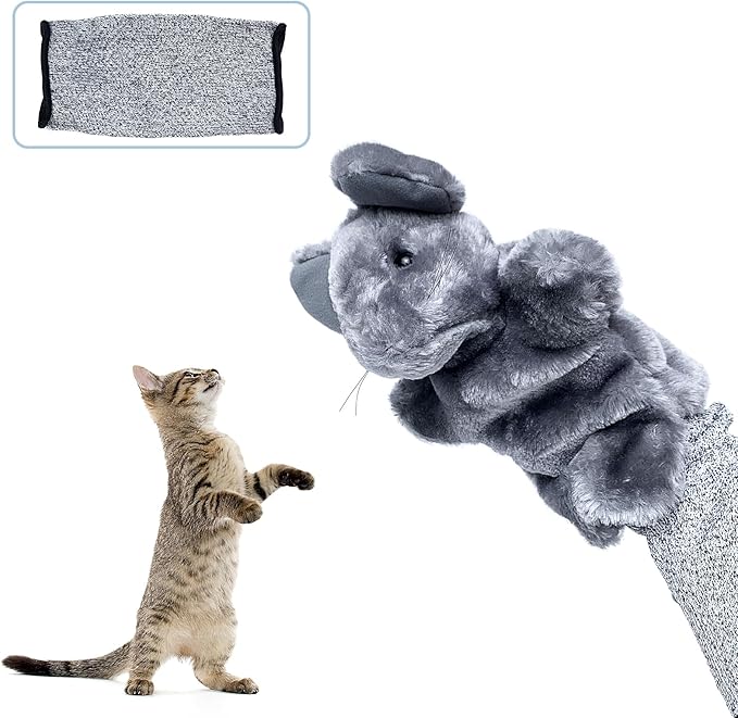 Cat Wrestling Glove for Interactive Play - Play Glove for Cats with Catnip - Durable Cat Kick Pad & Arm Protector，for Boredom-Busting Training and Exercise