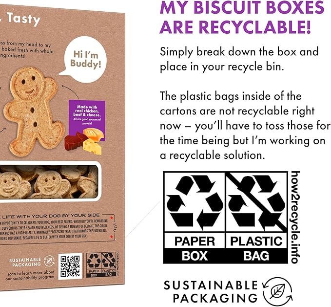 Buddy Biscuits 16 oz. Box of Crunchy Dog Treats Made with Assorted Flavors of Roasted Chicken, Grilled Beef, and Sharp Cheddar (Pack of 2)