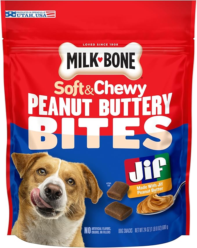 Milk-Bone Peanut Buttery Bites Soft Dog Treats with Real Peanut Butter & Bacon