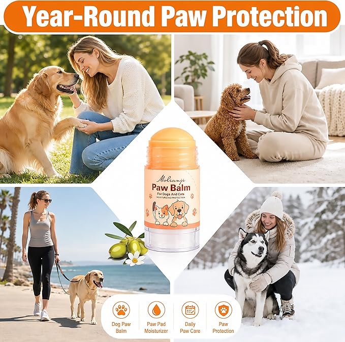 Lick-Safe Dog Paw&Nose Balm with Coconut Oil|Natural Ingredients Paw Cream&Wax for Dry,Large-Capacity Package of 1.41oz|Cracked Pads & Snouts| Cat Moisturizer&Soother (Mixed Colors)