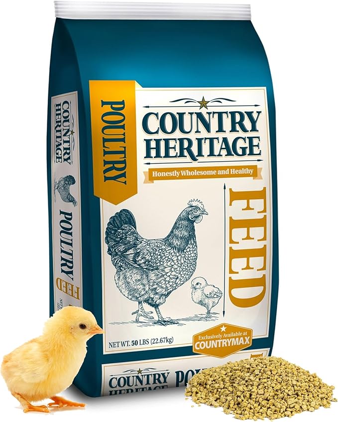 Country Heritage Chick Starter Grower Feed 50lbs - Non-Medicated Complete Nutrition Crumble for Baby Chickens Turkeys Ducks Geese, 18% Protein