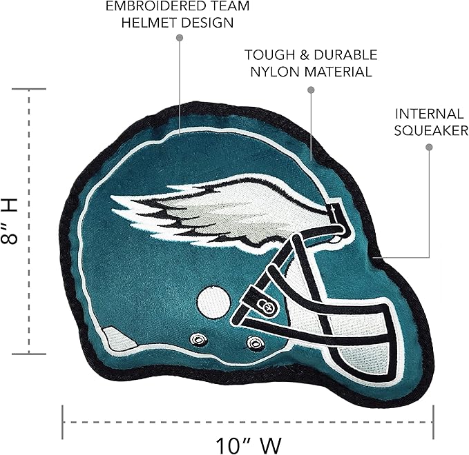 The 1st Ever Tough but Smooth Dog Toy NFL Philadelphia Eagles Football Helmet Tough Pet Toy. A Premium Quality Doggie Toy with Built-in Squeaker. Sports Fans Favorite Chew Toy