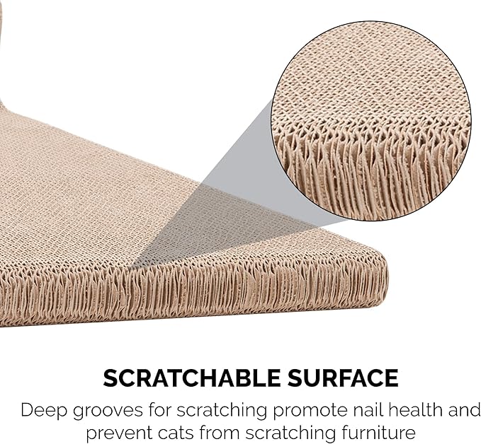Furhaven 2-Pack Scratching Boards w/ Catnip & Wall-Mounting Hooks for Indoor Cats, Reversible - Wall-Mounted Corrugated Cat Scratchers - Seaglass, Standard/2-Pack