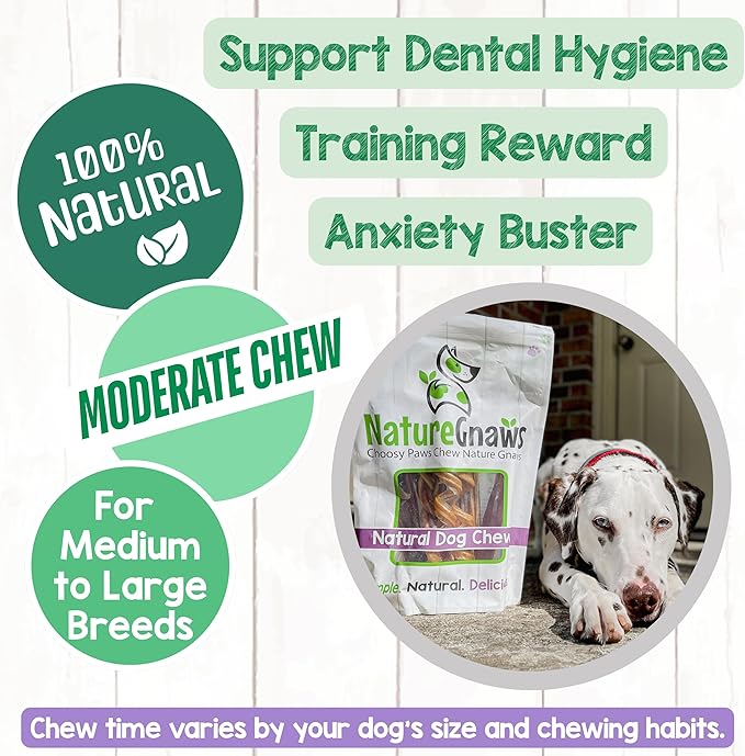 Nature Gnaws Variety Pack for Large Dogs (12 Count) - Bully Sticks, Beef Tendons and Tripe Twists for Dogs - Natural Long Lasting Beef Dog Chew Bones - Rawhide Free