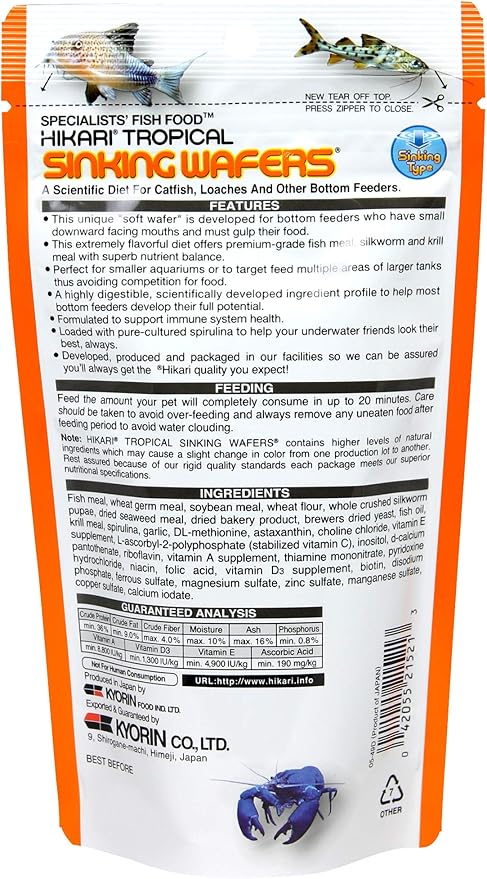 Hikari Tropical Sinking Wafers Fish Food, 0.88 oz (25g)