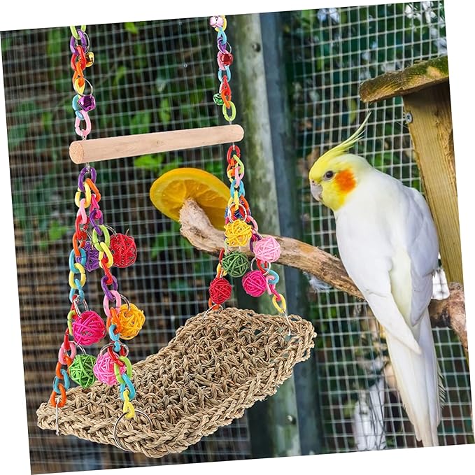 BESPORTBLE 1set Funny Bird Hammock Toy for Cockatiel Parrot Swing Perch Climbing Hammock for Pets Decorative and Comfortable Bird Cage Accessory