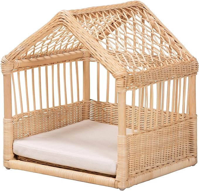 bali & pari Pieta Modern Bohemian Natural Rattan Pet Bed