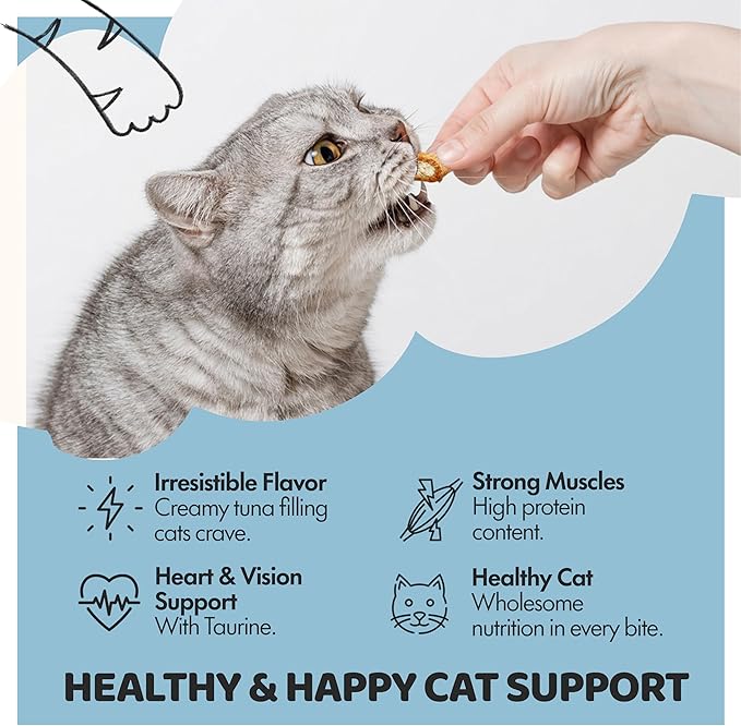Crunchy Cat Treats – Dual‐Texture Crunch & Creamy Soft Feline Snack Bites for All Life Stages, Great for Training Treat Value Bags (2 Pound, Tuna)