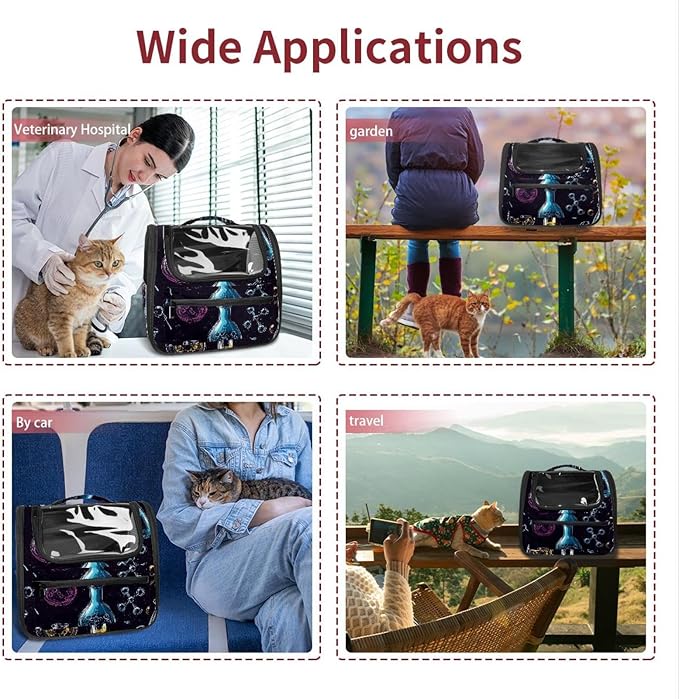 Chemistry Science Seamless Pattern Cat Carriers Dog Carrier Pet Carrier with Locking Safety Zippers for Cats, Kitties, Puppies and Small Dogs