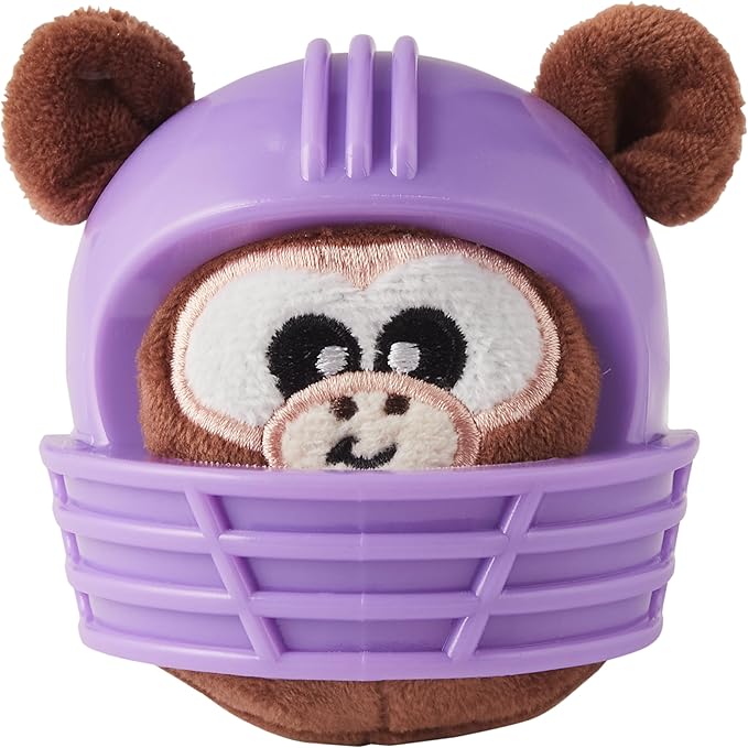 Outward Hound Helmet Headz Monkey Dog Toy, Plush Squeaky Fetch Ball, Durable Dog Toy for Active Play, Multicolored, Small