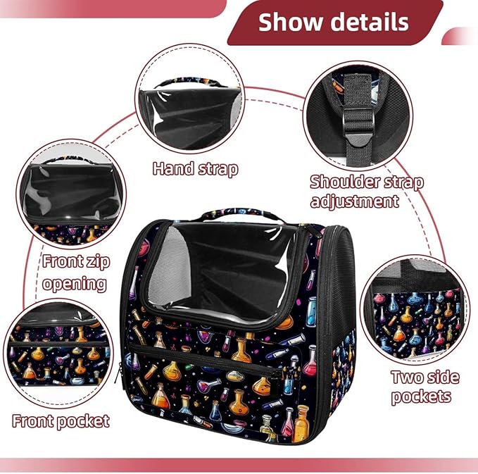 Chemistry Science Laboratory Colorful Pet Cat Backpack Carrier for Kitty Small Dog, Ventilated Pet Carrier Bag for Car, Walking, Hiking, Outdoors