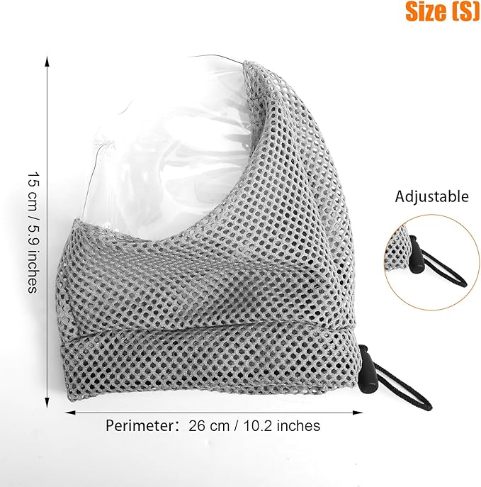 Adjustable Cat Muzzle for Grooming, Breathable Cat Pet Head Cover with Transparent Anti-Bite Bubble Mask Helmet for Nail Trimming Bathing & Vet Visits (S Size)