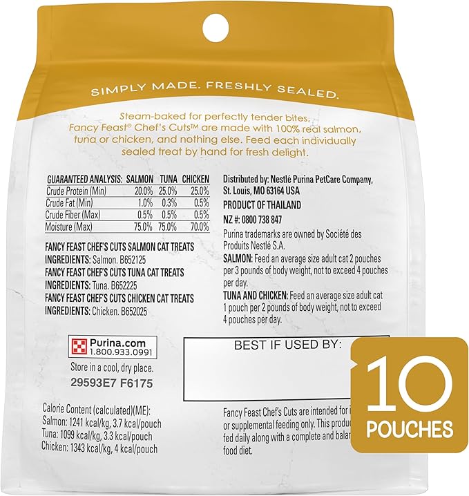 Purina Fancy Feast Natural Cat Treats Variety Pack, Purely Natural - (Pack of 5) 10 ct. Pouches
