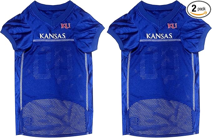 NCAA College University of Kansas Jayhawks Mesh Jersey for Dogs & Cats, Large. Licensed Big Dog Jersey with Your Favorite Football/Basketball College Team (Pack of 2)