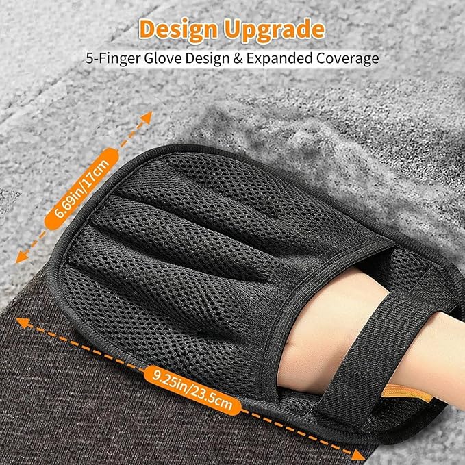 Pet Hair Removal Glove for Cats and Dogs,Newly Upgraded Reusable Effortless & Efficient Electrostatic Pet Hair Grooming Tool for Laundry & Clothing,Couch,Carpet,Car Seat,Five-Finger Design Large Size