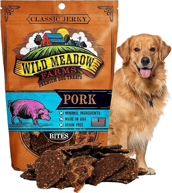 Classic Pork Bites, Soft Jerky Treats for Dogs, Grain-Free & All-Natural, Ideal for Training, Portioning, and High-Value Rewards for All Breeds & Ages - 3.5 Ounce Pouch