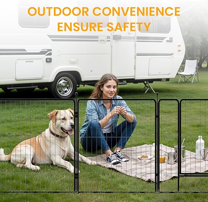 Dog Playpen 24 Inch 16 Panles, Ideal Dog Fence for Puppy/Small Dogs Indoor & Outdoor Bliss, Perfect Dog Pen for Camping, Yard, RV, Garden Fence, Black