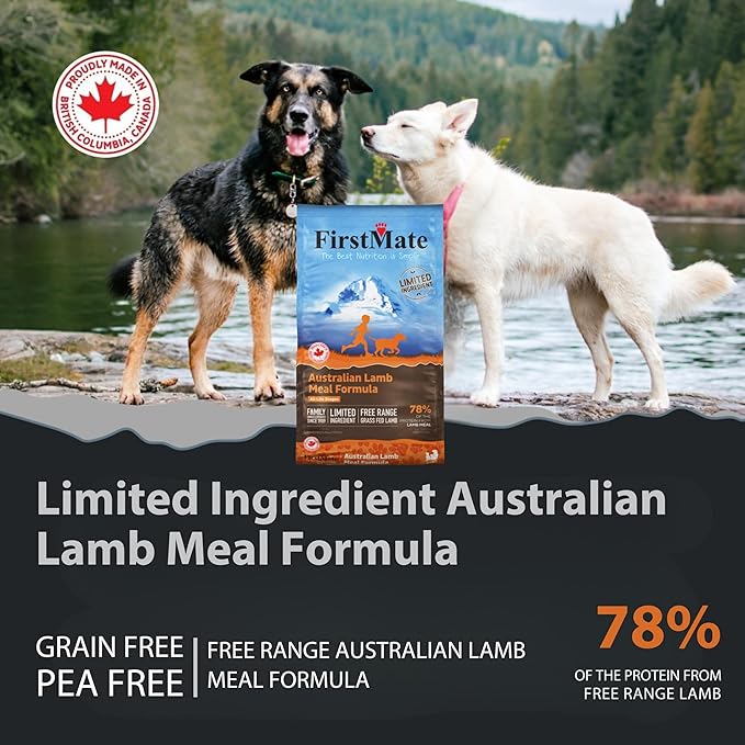 FirstMate Dry Dog Food – Limited Ingredient Australian Lamb Meal Formula – Grain Free, Grass Fed-Single Protein Lamb Meal Recipe with Potatoes & Berries – 25 lb Bag