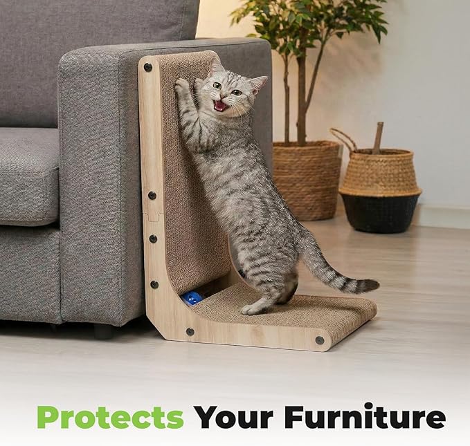 Best Pet Supplies Catify Cat Scratcher, Fun Interactive Scratchers, Posts, Poles, Claw Safe, Furniture Saver Indoor Play Support Natural Cat Behaviors Heavy Duty - L-Shape Scratcher, 15.2 x 9.45