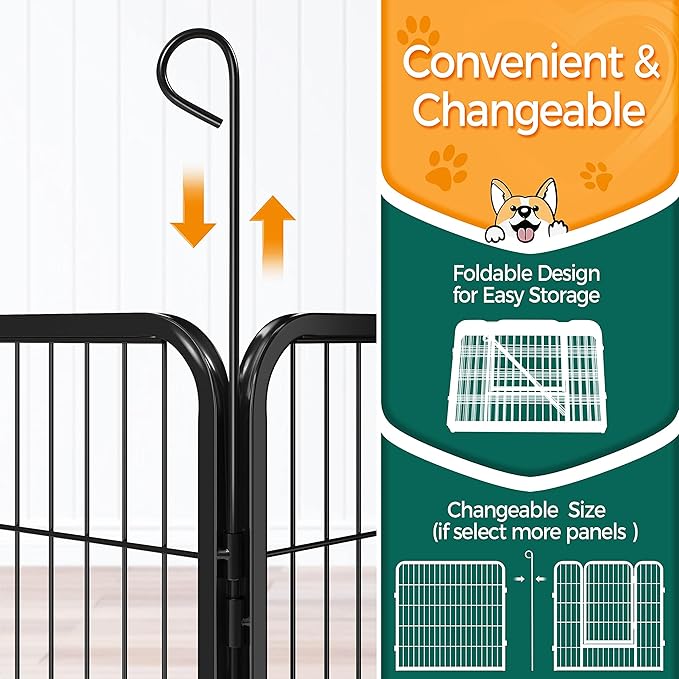 Topeakmart Dog Playpen Outdoor Puppy Exercise Pen Indoor Portable Pet Fence for Yard/RV Camping, 32 Inch 24 Panels
