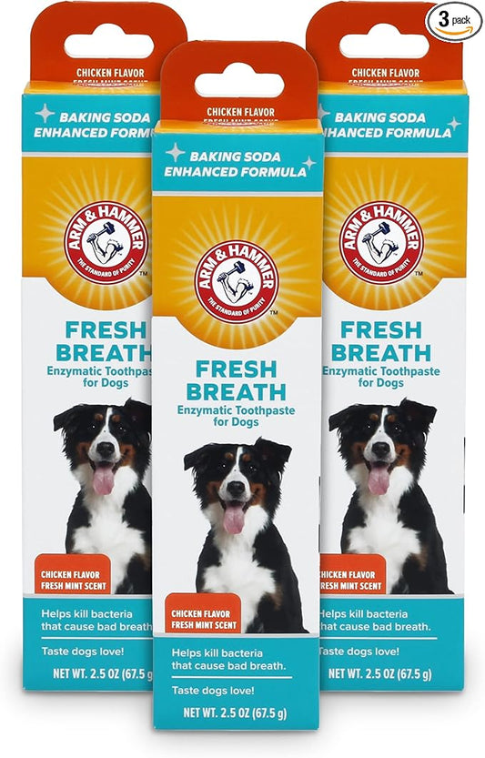 Arm & Hammer for Pets Dental Toothpaste for Dogs | No More Doggie Breath | Safe for All Dogs and Puppies | Chicken Flavor Dog Toothpaste - 3 Pack for Long-Lasting Use