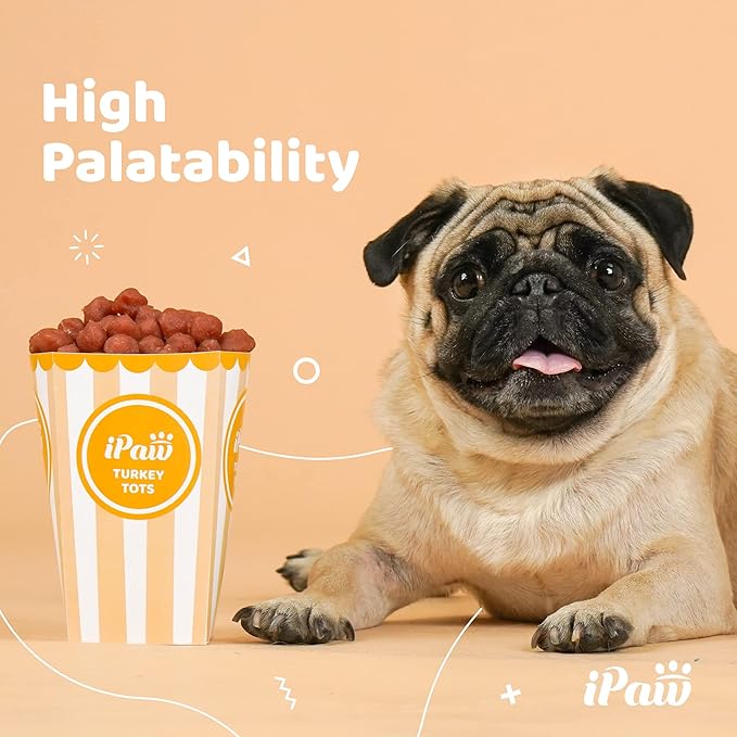 iPaw 3 Value Combo Turkey Tots Dog Treats for Puppy Training, All Natural Human Grade Dog Treat, US Sourced Raw Material, Hypoallergenic, Easy to Digest (Turkey Tots),3 Packs