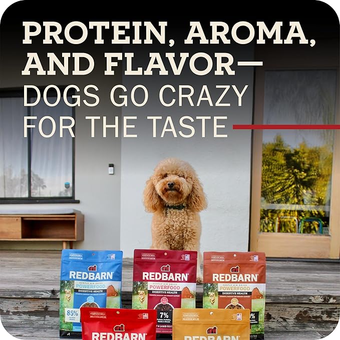Redbarn Powerfood Air Dried Dog Food - 95% Beef & Beef Organs - High Protein Grain-Free Non-GMO Premium Dry Full Feed or Topper Made in USA with Omega 3 Salmon Oil Flaxseed - 5lb