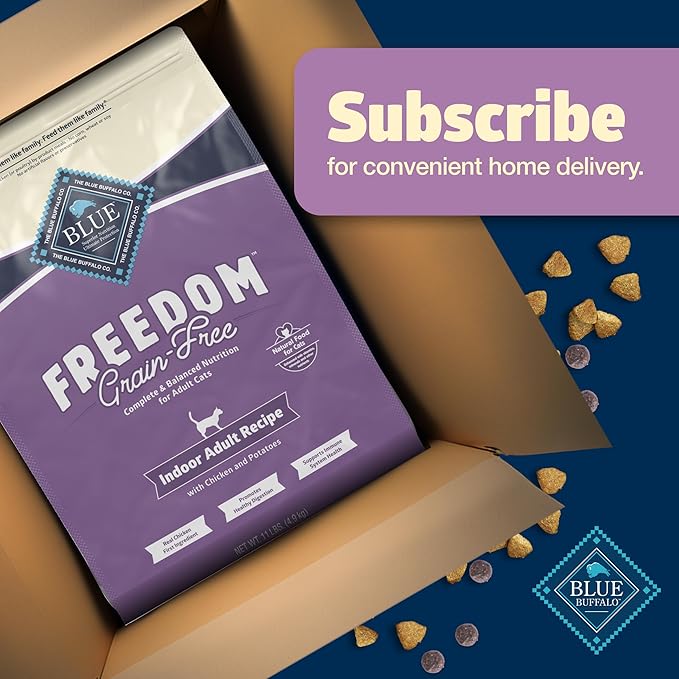 Blue Buffalo Freedom Grain-Free Adult Dry Cat Food, Complete & Balanced Nutrition for Indoor Cats, Made with Natural Ingredients, Chicken Recipe, 11-lb. Bag