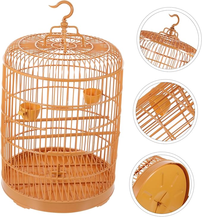 LIOOBO Hanging Bird Cage for Small Animals and Birds Durable Plastic Round Door Suitable for Parakeets Conures Hamsters and Small Pets