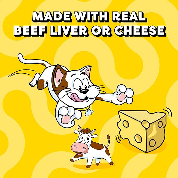 Temptations Creamy Puree Squeezable Lickable Cat Treats, Wet Cat Treats with Beef Liver and Cheese Variety Pack, 0.42 oz. Tubes, 24 Count