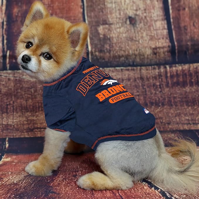 NFL Denver Broncos Dog T-Shirt for Pets, Size X-Large. Officially Licensed Pet Shirt with Team Logo, Soft Stretchable Comfort Fit Apparel for Dogs & Cats