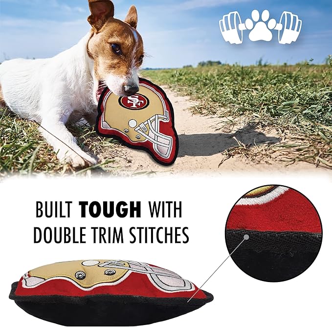 The 1st Ever Tough but Smooth Dog Toy NFL SAN Francisco 49ERS Football Helmet Tough Pet Toy. A Premium Quality Doggie Toy with Built-in Squeaker. Sports Fans Favorite Chew Toy