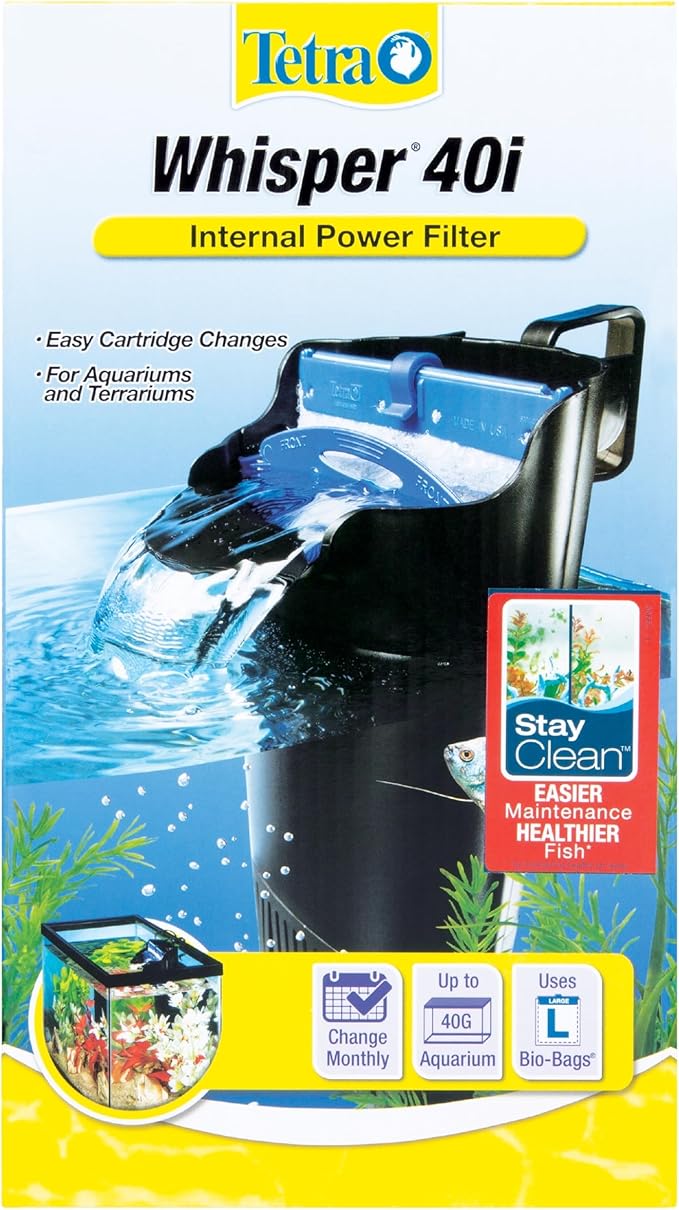 Tetra Whisper Internal Filter For Aquariums 20 To 40 Gallons, In-Tank Filtration With Air Pump