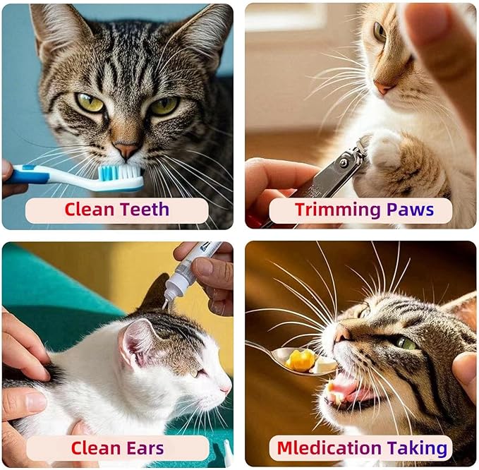 Cat Wrap for Cutting Nails Cloth Burrito Wrap for Nail Clipping,Scratch and Escape Prevention,Multi-Purpose Swaddle Wrap Pet Worker (Giraffe + Lion, 21.65inchx21.65inch)