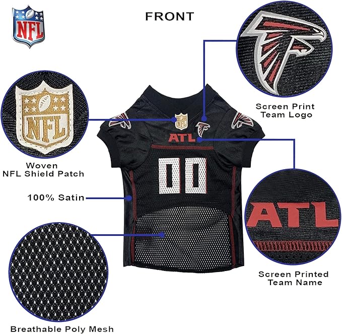 Pets First NFL Atlanta Falcons Dog Jersey, Size Small, Football Shirt Costume for Pet, Dog Sports T-Shirt, NFL Team Clothing for Cats, Licensed Pet Apparel Available in 7 Sizes and 32 Teams