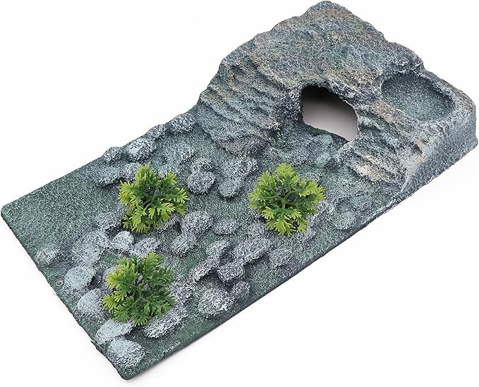 AQUA KT Turtle Ramp Climbing Basking Platform, Tortoise Dock and Hideout, Turtle Food Bowl, Terrarium Plant, in Complete Terrarium Aquatic Decoration Kit, Pack of 1