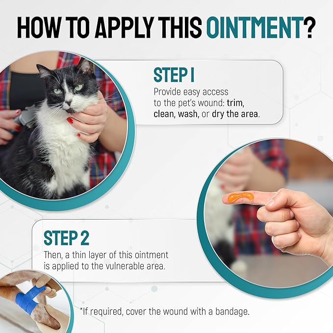 Pet Wound Care Ointment in a Gel Form with Silver & Calendula – Pet Wound Spray for Cleaning & Soothing – Bundle for Daily Skin Support and Breeds in 2-oz Tube