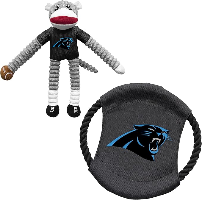 Littlearth NFL Unisex NFL Sock Monkey and Flying Disc Pet Toy Combo Set