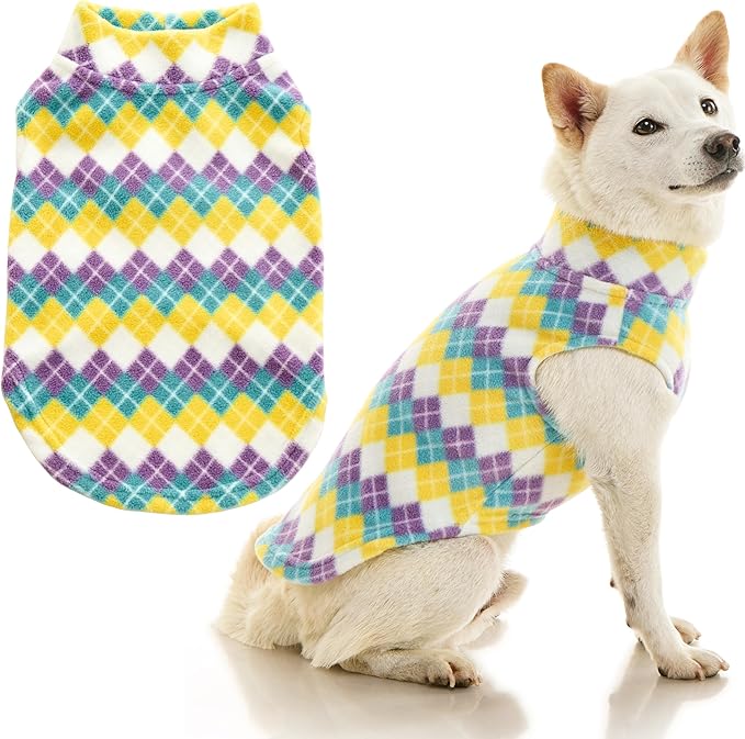Gooby - Stretch Fleece Vest, Pullover Fleece Vest Jacket Sweater for Dogs, Argyle Blue, 2X-Large