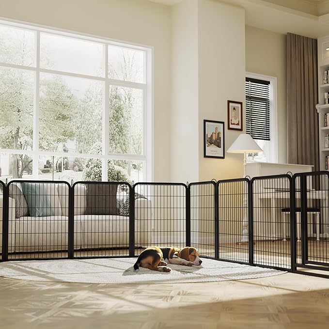 Topeakmart Dog Playpen Outdoor Puppy Exercise Pen Indoor Portable Pet Fence for Yard/RV Camping, 32 Inch 6 Panels