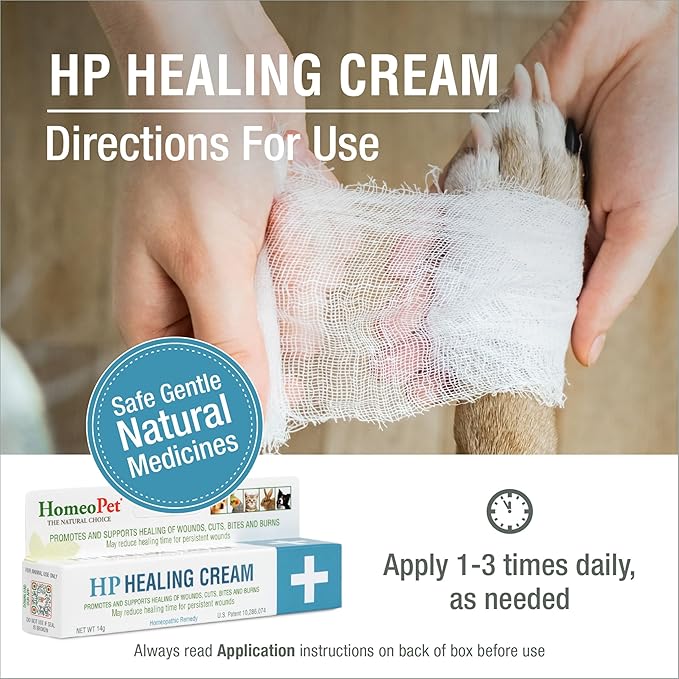 HomeoPet HP Healing Cream, Safe and Natural Skin-Healing Ointment for Cats and Dogs, 14 Grams