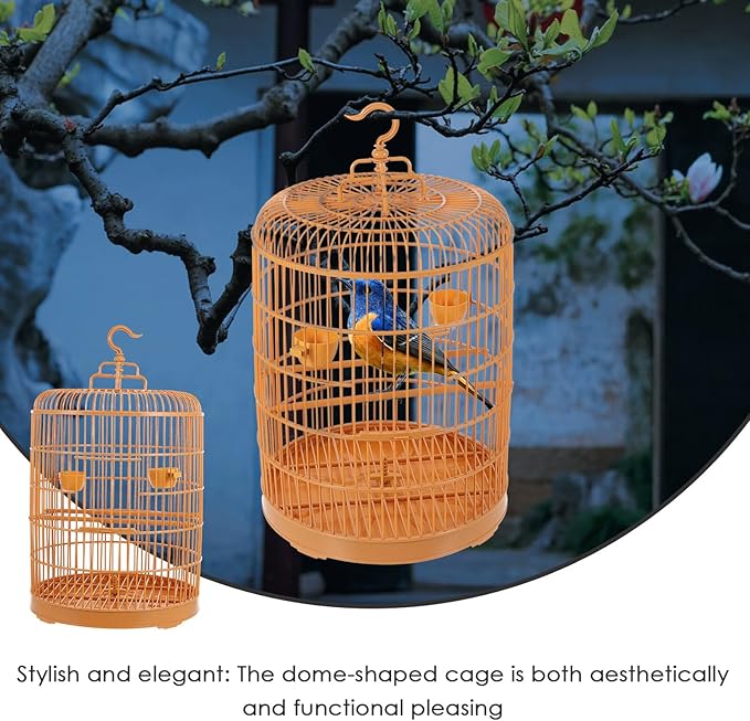 SHINEOFI Plastic Hanging Bird Cage Featuring Lockable Door and Spacious Round Design Decorative Small Animal Cage for Parakeets Finches and Doves Pet Birdcage for Comfortable Indoor Use