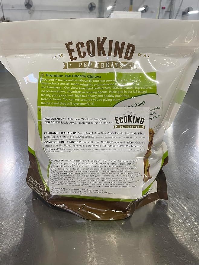 EcoKind Premium Gold Yak Cheese Himalayan Dog Chews, Dog Treats Large Breed, All Natural, High Protein Dog Chew, Cheese, Large - 18+ Chews