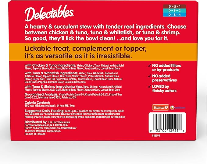 GYCO Delectables Stew Lickable Wet Cat Treats Variety Pack, 30 Count. Delectables Stew Variety Pack Lickable Cat Treats.