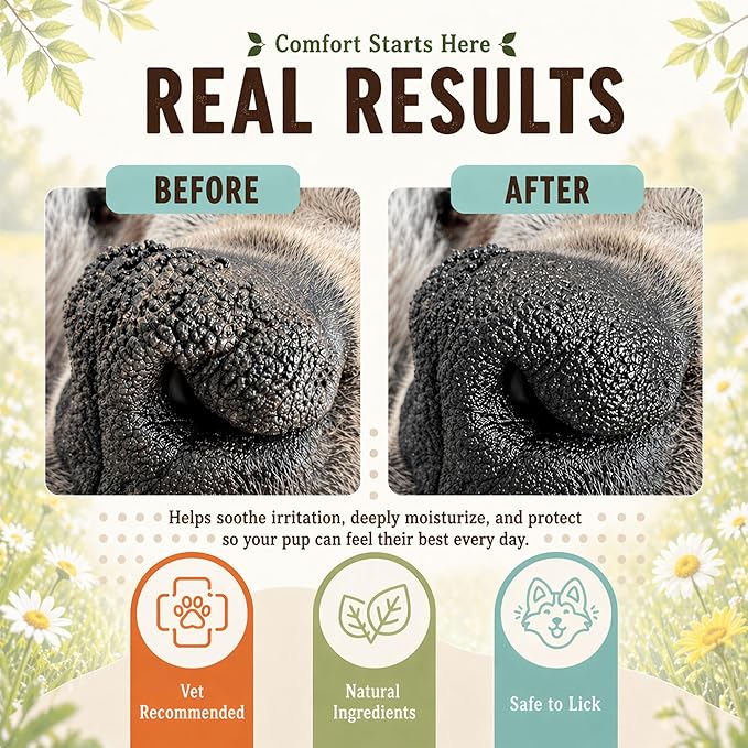 Natural Dog Company Snout Soother Dog Nose Balm – Moisturizing Care for Dry, Crusty, Cracked Noses with Coconut Oil & Shea Butter, Lick Safe Dog Snout Balm for All Breeds – 0.15 oz Travel Stick