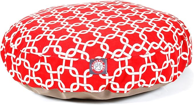 Yellow Links Medium Round Indoor Outdoor Pet Dog Bed With Removable Washable Cover By Majestic Pet Products