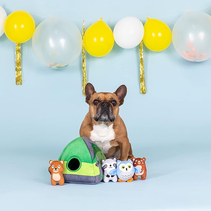 Fringe Studio Hide & Seek Burrow Plush Dog Toy Set, Happy Campers(289216), Multicolored