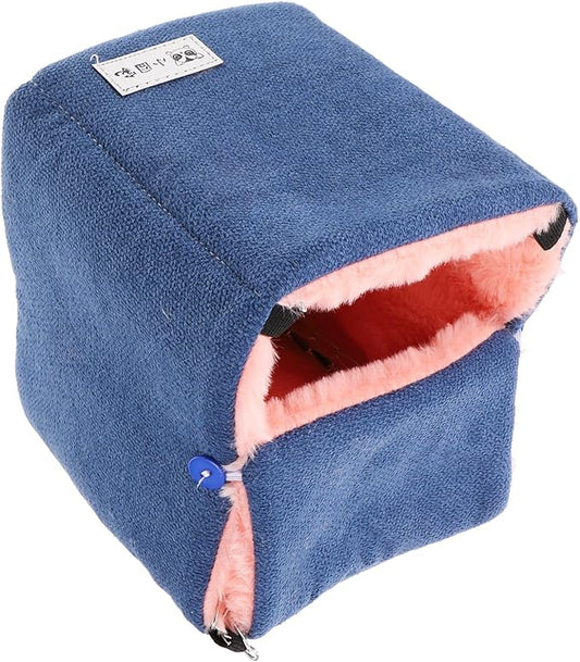 ORFOFE Small Animals Hanging Hammock Bed Warm Cotton Nest Navy Blue Medium for Hamsters Parrots Bird Cages Cozy Sleeping Accessory