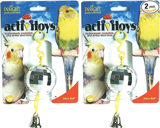 JW Pet Company Activitoy Disco Ball Small Bird Toy, Colors Vary (Pack of 2)